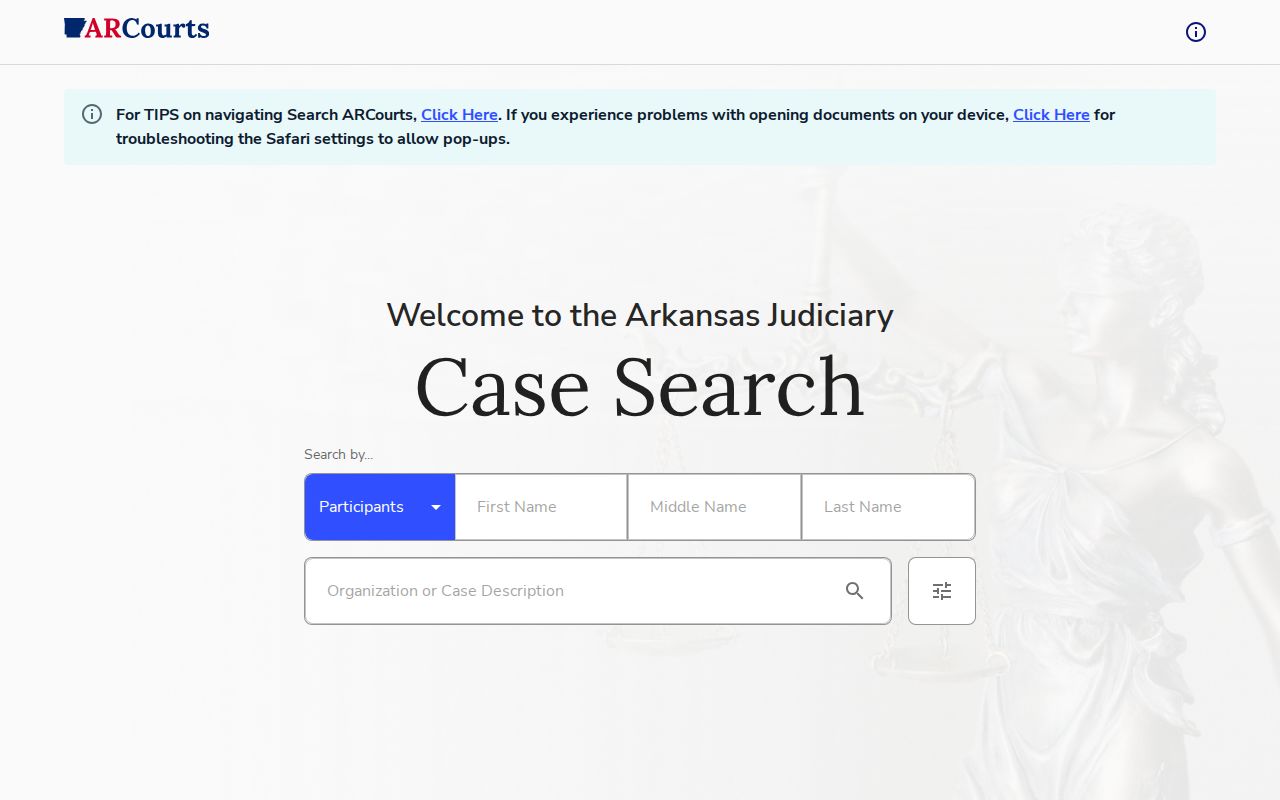 Lafayette County arrest court disposition search interface