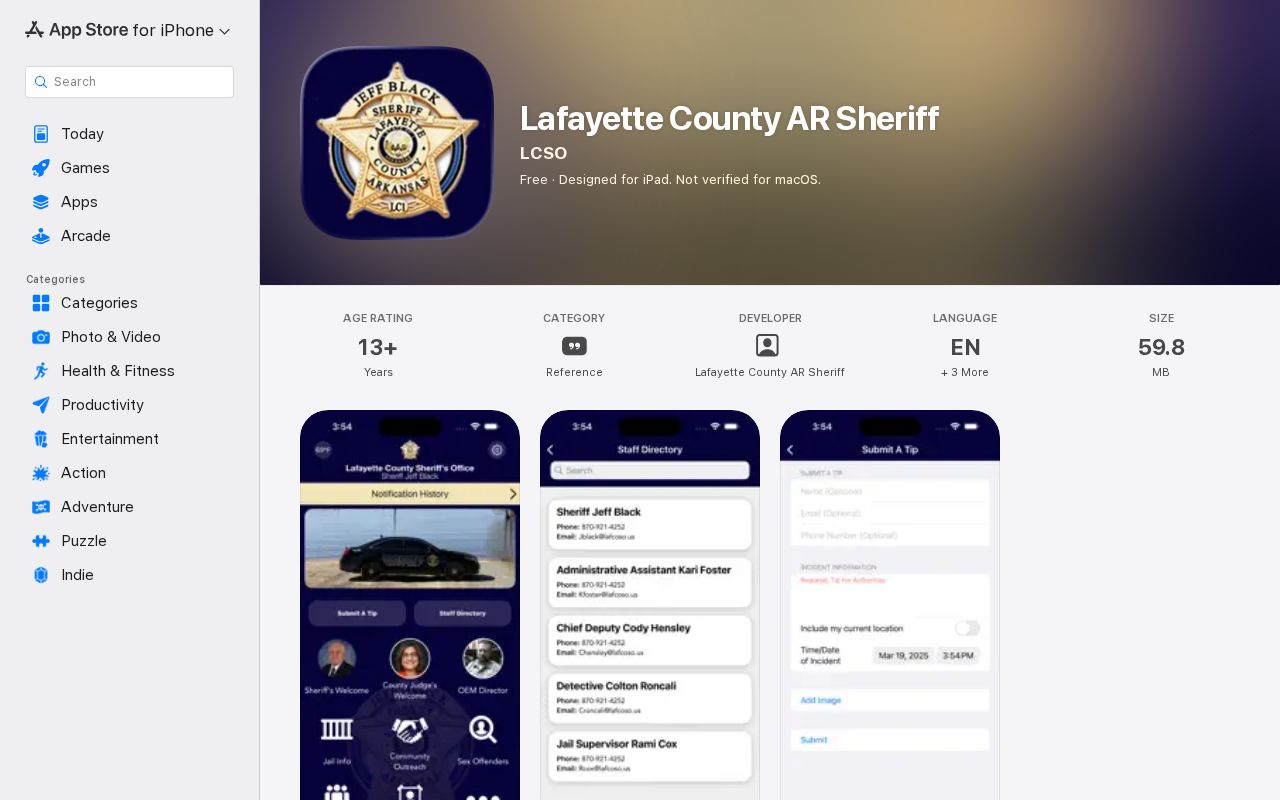 Lafayette County most wanted sheriff tip app listing